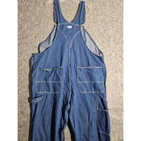 Liberty Denim Overalls Mens 44x32 Bib Workwear Carpenter Pockets Hemmed To 27 - Picture 2 of 9